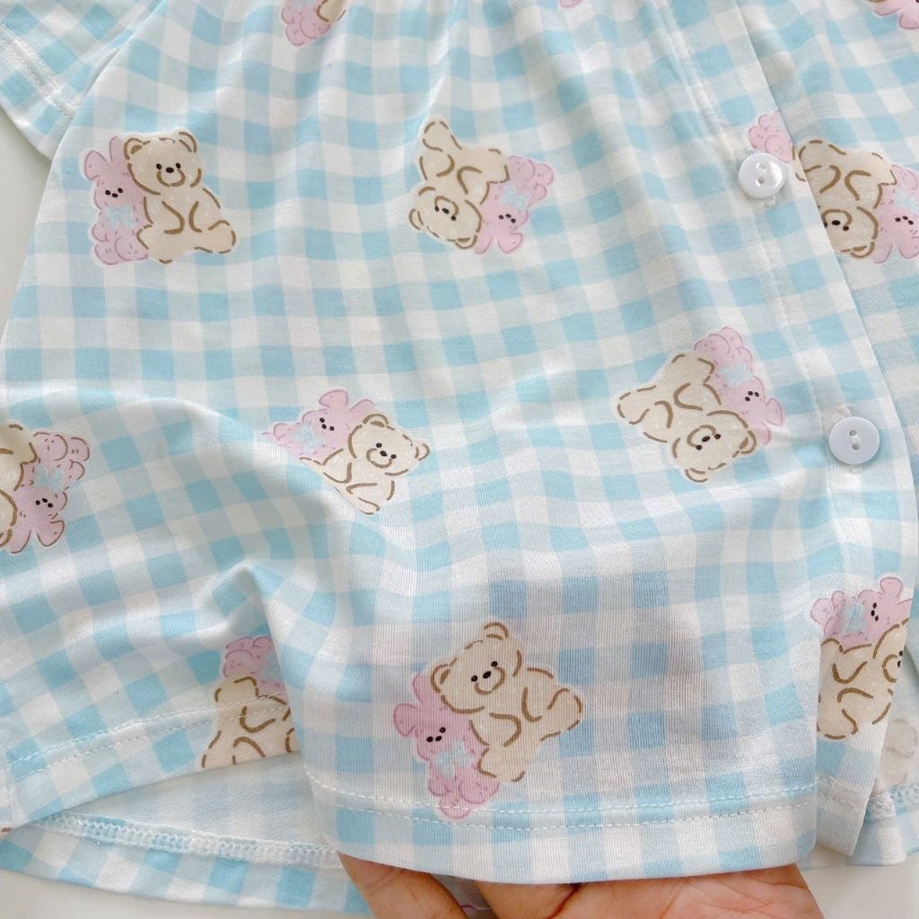  Bộ hè bé gái Tencel Lycra mỏng mát lạnh Lá Homewear A267, bộ cộc tay cho bé quần đùi babydoll kuromi melody 