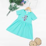  Đầm elsa cho bé gái thun cotton tay ngắn in hình hoạt hình kitty kỳ lân mickey minnie Áo Lá Homewear NNB003 