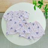  Bộ cộc tay bé gái Tencel Lycra mỏng mát lạnh Lá Homewear A266, bộ đùi bé gái mặc hè cổ tròn bèo xinh xắn kuromi 