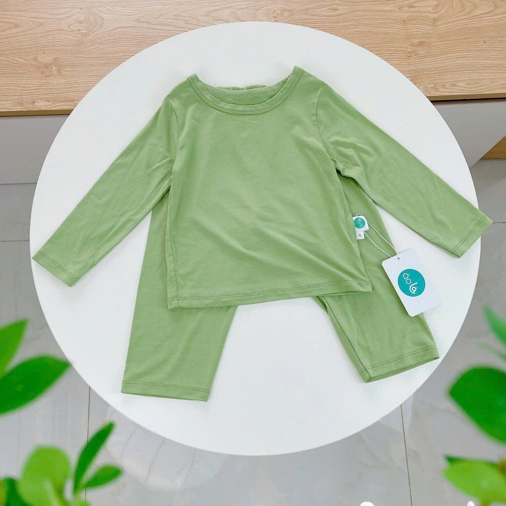  Bộ dài tay cho bé 95% sợi sồi Modal Áo Lá Homewear A221, pizama bé trai gái bốn mùa mát lạnh mềm mướt 