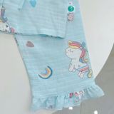  Đồ ngủ bé gái tay ngắn quần dài vải xô cotton Lá Homewear A261, pizama bé gái họa tiết unicorn dễ thương 