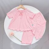  Bộ ngủ cho bé gái tay ngắn quần dài vải thun lụa Áo Lá Homewear A162, pijama cho bé gái mặc ngủ bốn mùa siêu mềm mát 