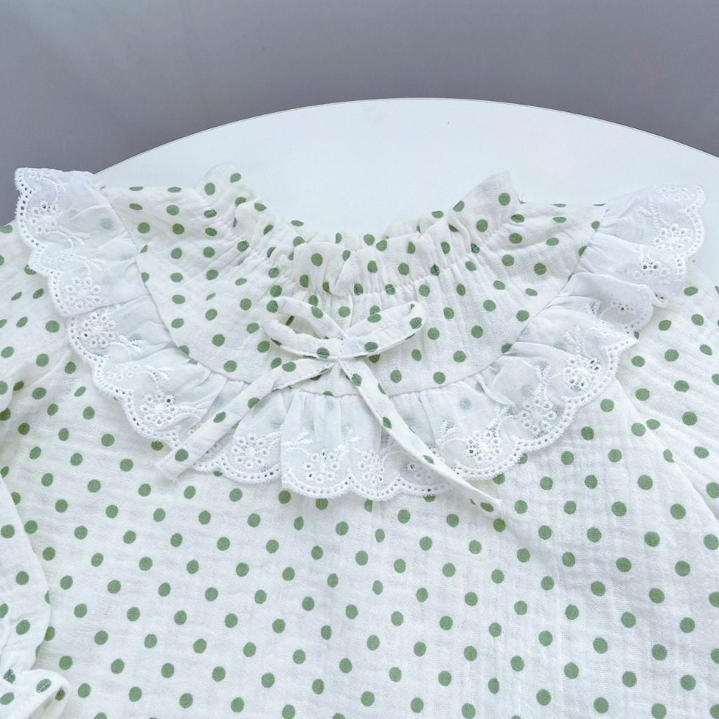  Pijama bé gái xô muslin Áo Lá Homewear A174, đồ bộ dài tay bé gái mặc ngủ bốn mùa thoáng mát 