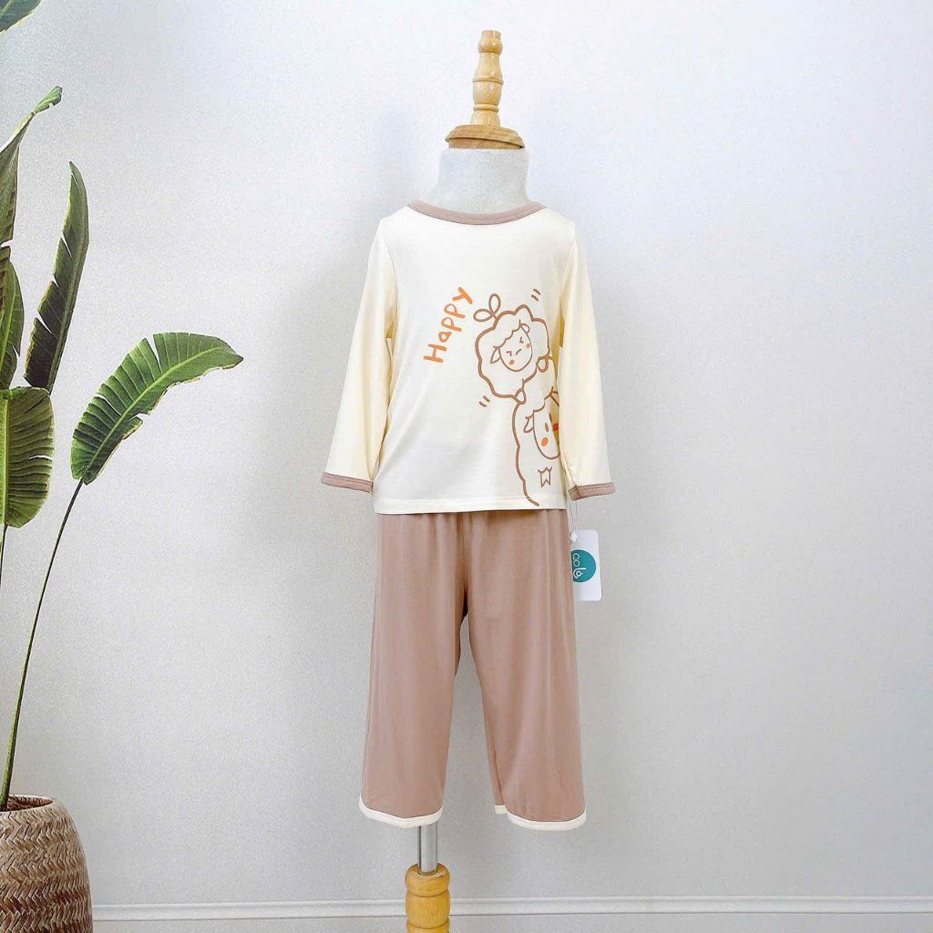  Đồ dài tay cho bé thun modal sợi sồi Áo Lá Homewear A178, pizama cho bé mặc ngủ sợi tự nhiên mềm mướt mát lạnh 