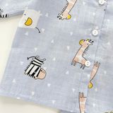  Pijama cho bé trai, bé gái vải  xô cotton Áo Lá Homewear A219, đồ bộ dài tay cho bé mát bốn mùa cổ tròn cài nút 