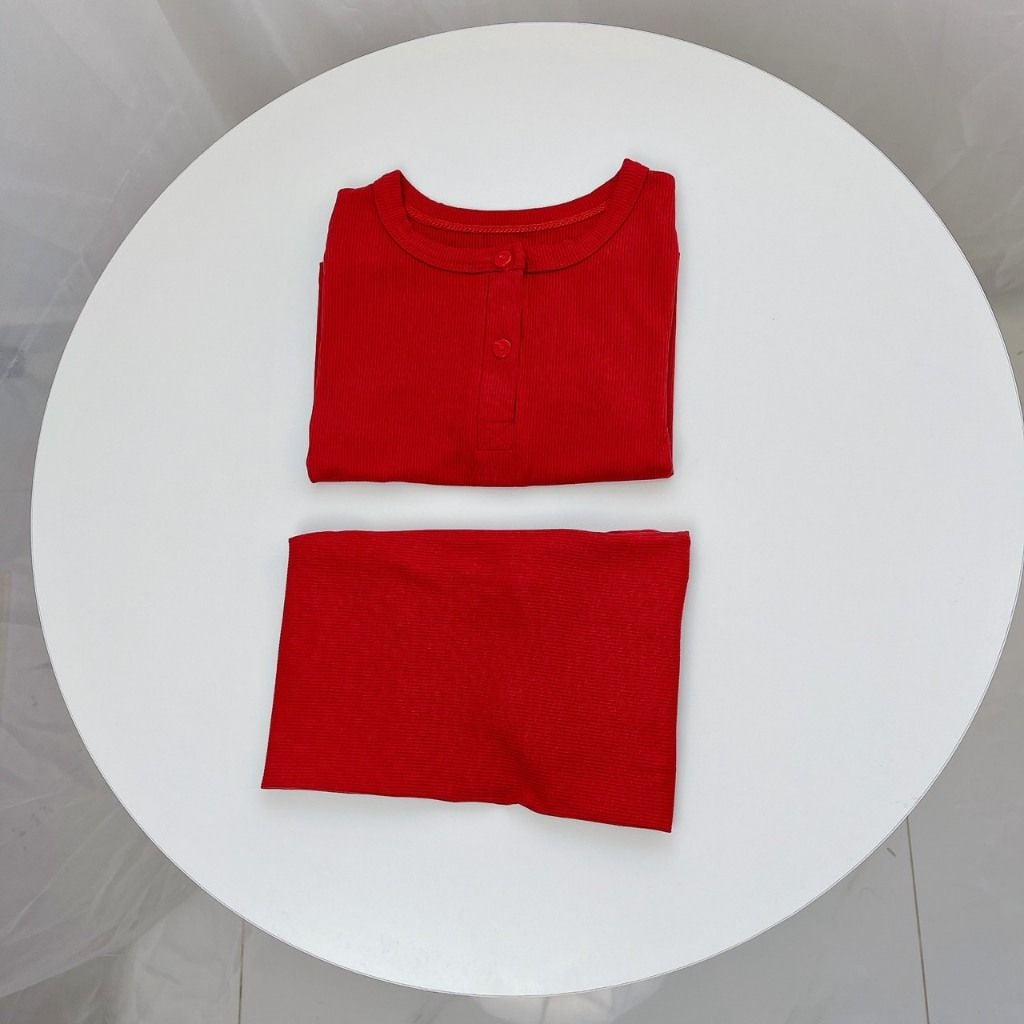  Bộ ngủ cho bé tay lỡ quần dài vải thun tăm Áo Lá Homewear A155, pijama cho bé trai và gái mặc ngủ bốn mùa siêu mềm mát 