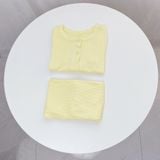  Bộ ngủ cho bé tay lỡ quần dài vải thun tăm Áo Lá Homewear A155, pijama cho bé trai và gái mặc ngủ bốn mùa siêu mềm mát 