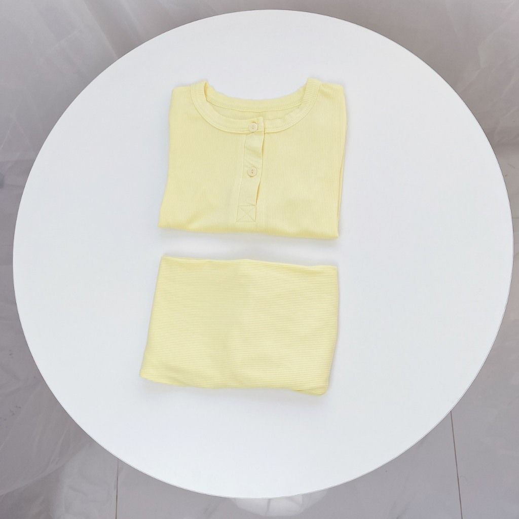  Bộ ngủ cho bé tay lỡ quần dài vải thun tăm Áo Lá Homewear A155, pijama cho bé trai và gái mặc ngủ bốn mùa siêu mềm mát 