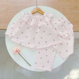  Bộ dài tay bé gái xô muslin Áo Lá Homewear A216, pijama bé gái mặc ngủ bốn mùa mềm mát thấm hút 7kg-27kg 