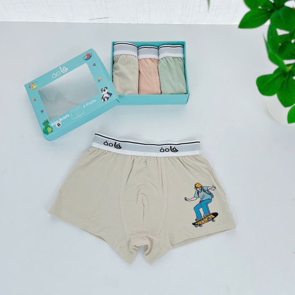  Quần lót bé trai vải sợi sồi Modal Áo Lá Homewear A201, quần sịp bé trai mềm mát lạnh, chip đùi kháng khuẩn cho bé 