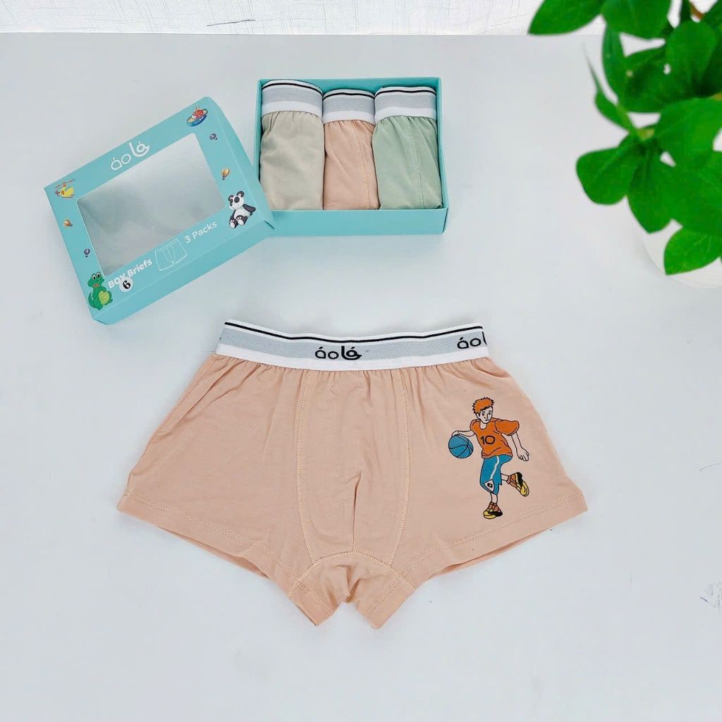  Quần lót bé trai vải sợi sồi Modal Áo Lá Homewear A201, quần sịp bé trai mềm mát lạnh, chip đùi kháng khuẩn cho bé 