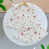  Bộ đùi bé gái xô muslin Áo Lá Homewear A264, bộ cộc tay bé gái cánh tiên bèo dễ thương babydoll 