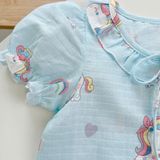  Đồ ngủ bé gái tay ngắn quần dài vải xô cotton Lá Homewear A261, pizama bé gái họa tiết unicorn dễ thương 