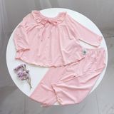  Bộ dài tay cho bé gái vải thun modal siêu mềm mát Áo Lá Homewear A068, pijama cho bé mặc ngủ vải sợi sồi 