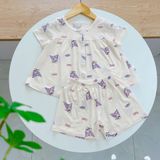  Bộ hè bé gái Tencel Lycra mỏng mát lạnh Lá Homewear A267, bộ cộc tay cho bé quần đùi babydoll kuromi melody 