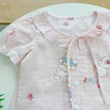  Đồ ngủ bé gái tay ngắn quần dài vải xô cotton Lá Homewear A261, pizama bé gái họa tiết unicorn dễ thương 