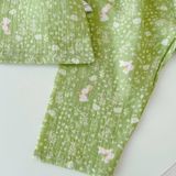  Pijama cho bé gái tay ngắn Lá Homewear A297 xô muslin cổ ren vintage hoa nhí dễ thương vải mềm mát 