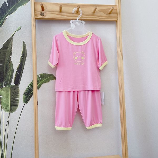  Bộ lửng cho bé vải modal A133 Áo Lá Homewear, bộ hè cho bé trai và bé gái sợi sồi siêu mướt mát hình in gấu dễ thương 