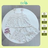  Bộ hai dây cho bé gái mặc hè thô hạt mềm mát Áo Lá Homewear A150, đồ bộ bé gái cotton quần váy đính nơ xinh 