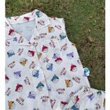  Bộ ba lỗ bé trai cổ pizama cotton mềm mát Áo Lá Homewear A140, đồ du lịch hè cho bé trai sát nách quần đùi đi biển 