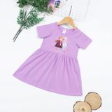  Đầm elsa cho bé gái thun cotton tay ngắn in hình hoạt hình kitty kỳ lân mickey minnie Áo Lá Homewear NNB003 