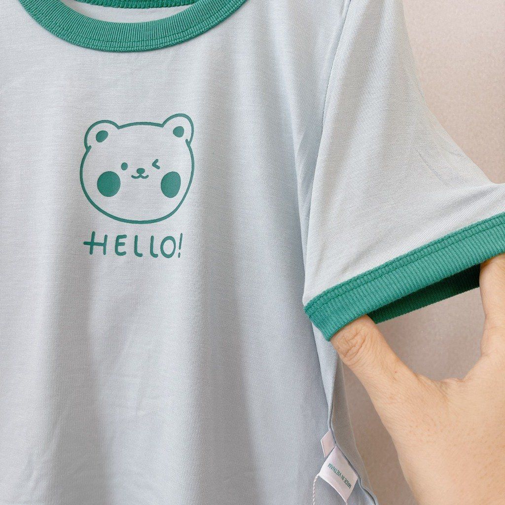  Bộ lửng cho bé vải modal A133 Áo Lá Homewear, bộ hè cho bé trai và bé gái sợi sồi siêu mướt mát hình in gấu dễ thương 