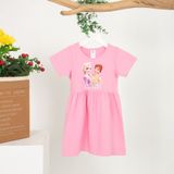  Đầm elsa cho bé gái thun cotton tay ngắn in hình hoạt hình kitty kỳ lân mickey minnie Áo Lá Homewear NNB003 