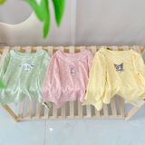  Đồ dài tay bé gái 95% sợi sồi Modal Ice Cool Lá Homewear A281, đồ ngủ cho bé mềm mướt mát lạnh viền ren chấm bi 