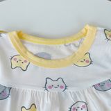  Đồ ngủ cho bé gái 95% sợi sồi Modal Ice Cool Lá Homewear A283, bộ dài tay cho bé mềm mướt mát lạnh babydoll họa tiết mèo 