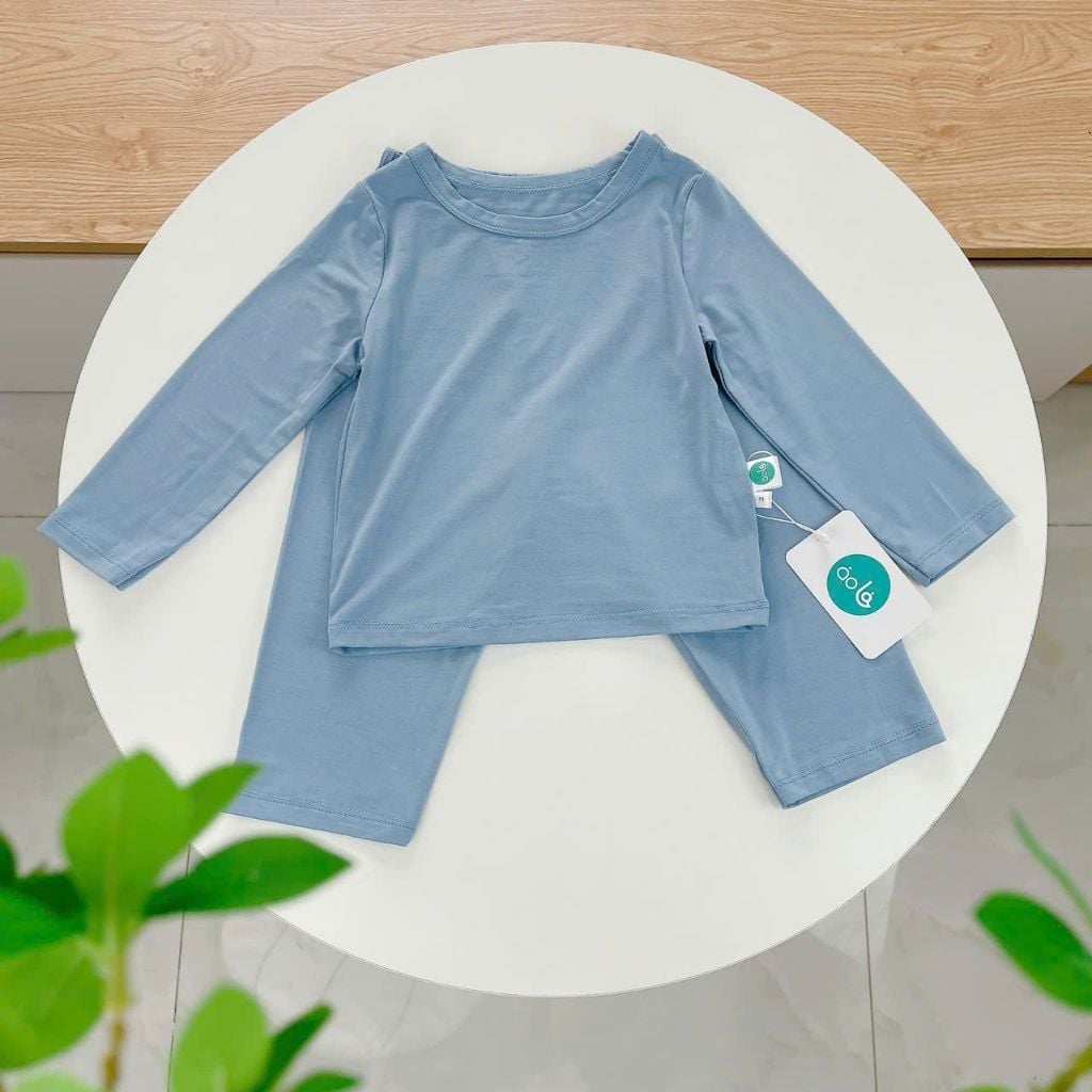  Bộ dài tay cho bé 95% sợi sồi Modal Áo Lá Homewear A221, pizama bé trai gái bốn mùa mát lạnh mềm mướt 