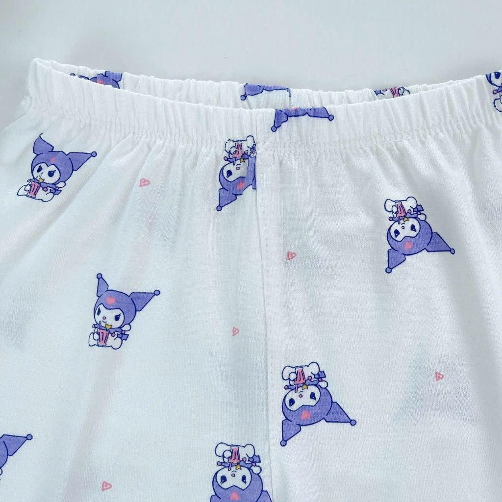  Bộ lửng bé gái Tencel Lycra mỏng mát lạnh Lá Homewear A260, đồ mặc hè cho bé họa tiết dễ thương kuromi melody 