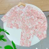  Bộ dài tay bé gái xô cotton Lá Homewear A263 mặc ngủ điều hòa babydoll , pizama cho bé gái thoáng mát dễ thương 