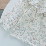  Bộ dài tay bé gái xô muslin Áo Lá Homewear A216, pijama bé gái mặc ngủ bốn mùa mềm mát thấm hút 7kg-27kg 