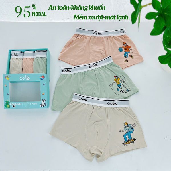  Quần lót bé trai vải sợi sồi Modal Áo Lá Homewear A201, quần sịp bé trai mềm mát lạnh, chip đùi kháng khuẩn cho bé 