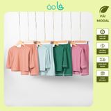  Bộ dài tay cho bé vải thun modal siêu mềm mát Áo Lá Homewear A048, pijama cho bé mặc ngủ vải sợi sồi 