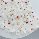  Bộ đùi bé gái xô muslin Áo Lá Homewear A264, bộ cộc tay bé gái cánh tiên bèo dễ thương babydoll 