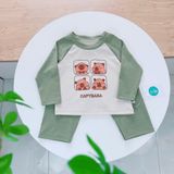  Bộ dài tay cho bé mặc ngủ vải Lyocell Áo Lá Homewear A228, pijama cho bé hình kuromi melody capybara mềm mát thấm hút 