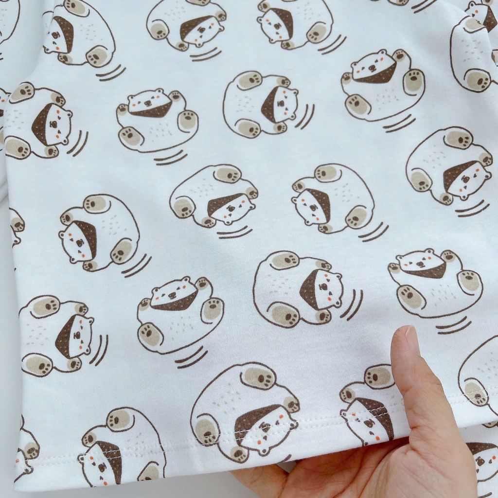  Đồ ngủ dài tay cho bé thun cotton dày dặn Áo Lá Homewear A196, bộ ngủ cotton cho bé nằm điều hòa thấm hút cao 