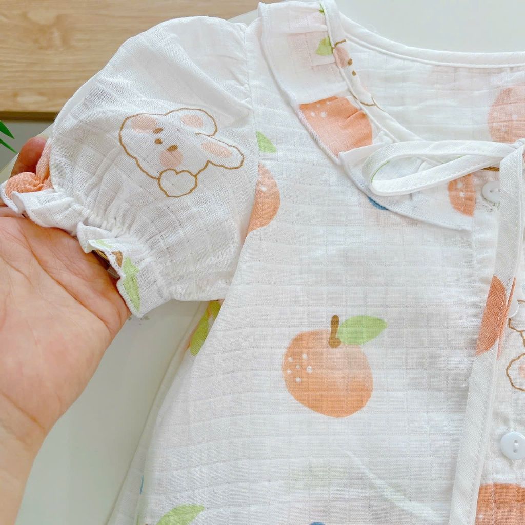  Đồ ngủ bé gái tay ngắn quần dài vải xô cotton Lá Homewear A261, pizama bé gái họa tiết unicorn dễ thương 