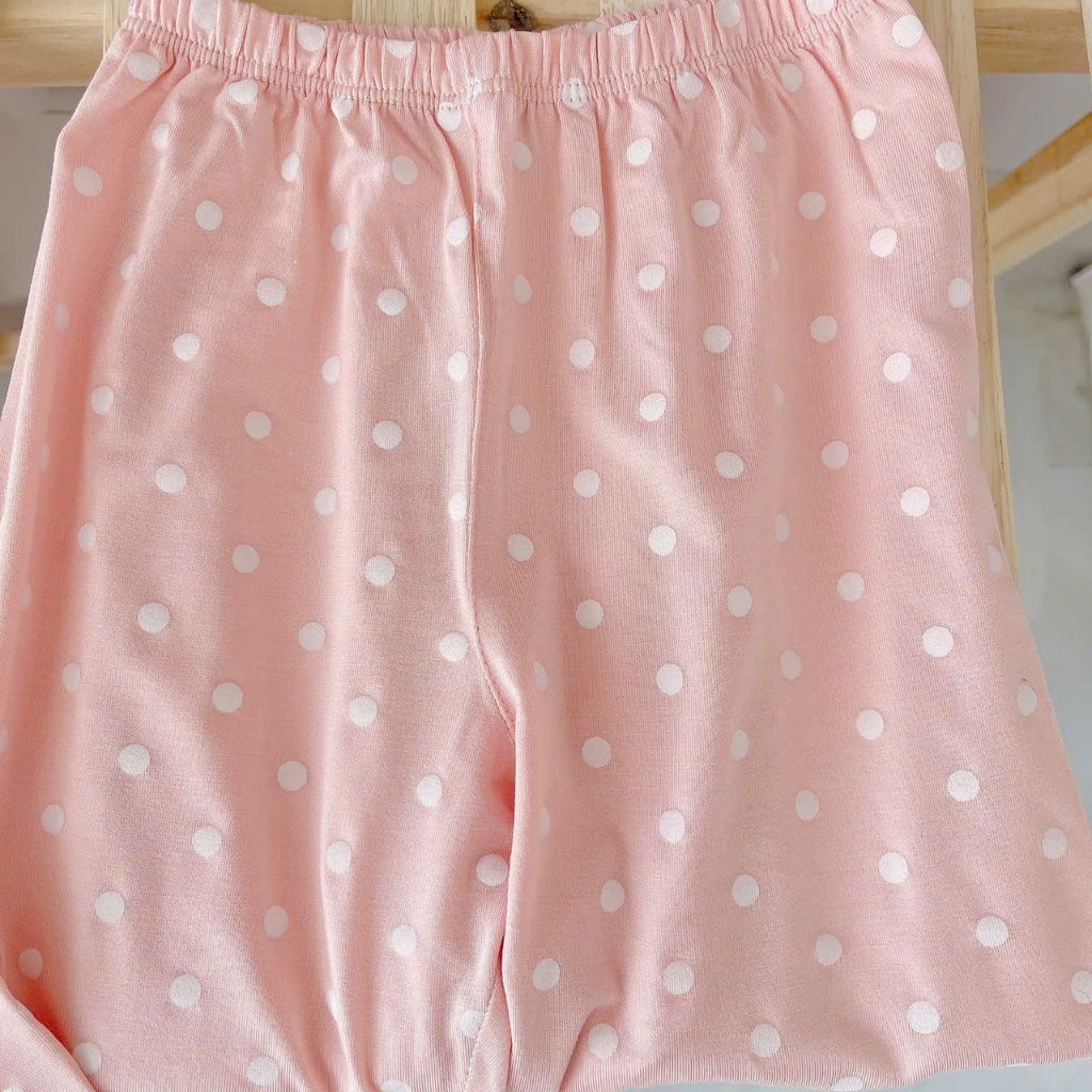  Đồ dài tay bé gái 95% sợi sồi Modal Ice Cool Lá Homewear A281, đồ ngủ cho bé mềm mướt mát lạnh viền ren chấm bi 
