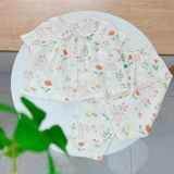  Pijama cho bé gái tay ngắn quần dài vải xô cotton Áo Lá Homewear A103, đồ bộ xô bé gái babydoll họa tiết dễ thương 
