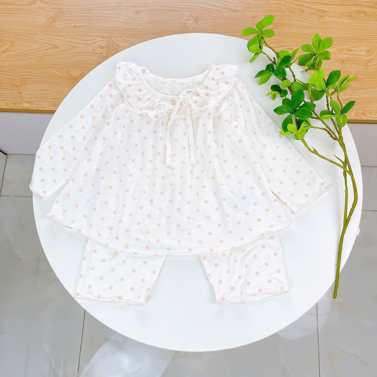  Bộ dài tay cho bé gái vải thun modal siêu mềm mát Áo Lá Homewear A068, pijama cho bé mặc ngủ vải sợi sồi 