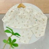  Bộ dài tay bé gái xô muslin Áo Lá Homewear A216, pijama bé gái mặc ngủ bốn mùa mềm mát thấm hút 7kg-27kg 