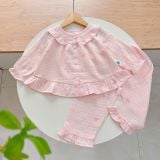  Pizama bé gái dài tay xô cotton Áo Lá Homewear A199, bộ đồ dài tay cho bé babydoll mặc ngủ bốn mùa 