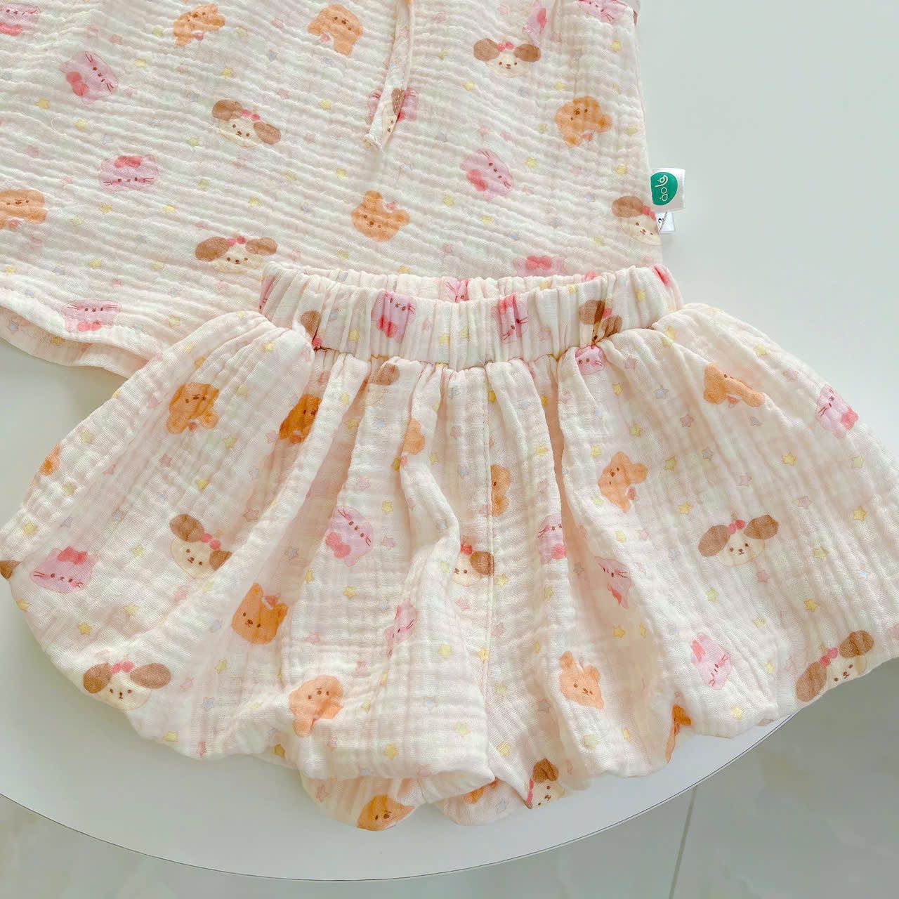 Bộ hai dây bé gái mặc hè xô muslin Lá Homewear A243, bộ yếm quần bí bé gái babydoll dễ thương kuromi thỏ gấu 
