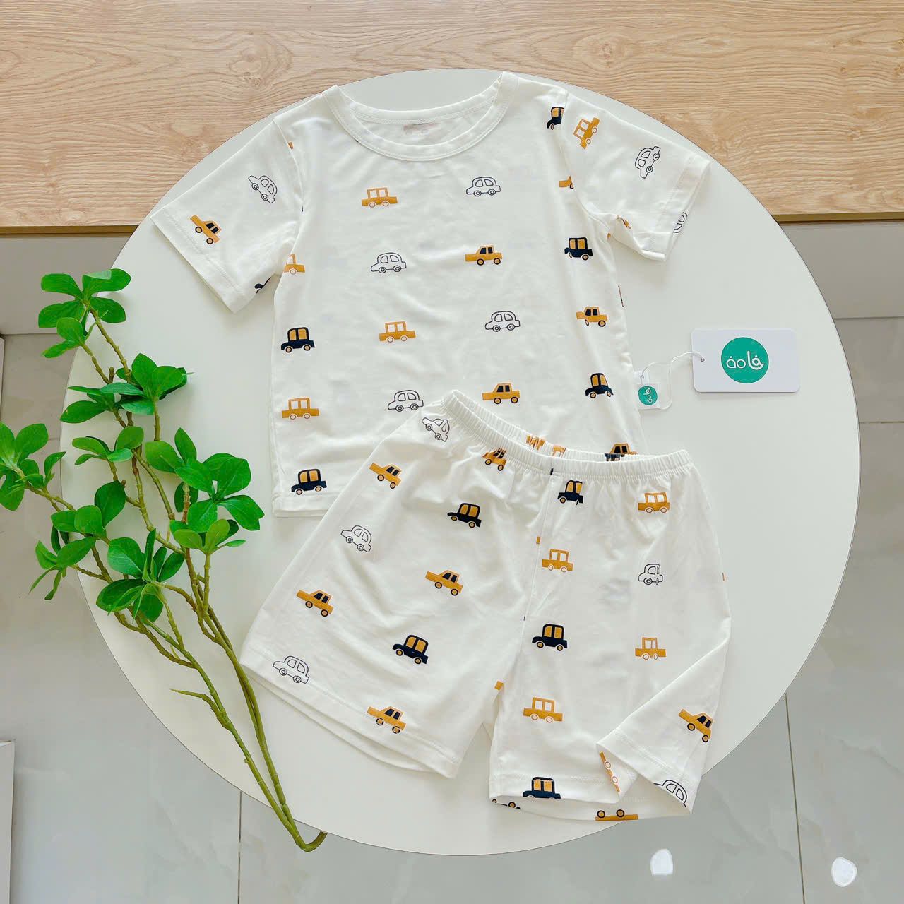  Bộ đùi bé trai 95% sợi sồi Modal Ice Cool Áo Lá Homewear A245 mềm mát lạnh, bộ cộc tay bé trai mặc hè hình xe 