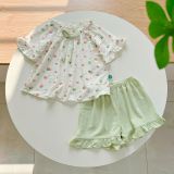  Bộ hè bé gái 95% sợi sồi Modal Ice Cool Lá Homewear A247 mềm mát lạnh, bộ cộc tay bé gái kuromi quần đùi babydoll 
