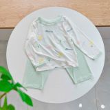  Bộ dài tay cho bé 95% sợi sồi Modal Ice Cool Áo Lá Homewear A248 mềm mát mùa hè, đồ ngủ dài tay bé trai bé gái 