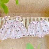  Bộ 2 dây bé gái mặc hè xô muslin Lá Homewear A249, đồ bộ hè bé gái mát mềm babydoll mèo kitty 