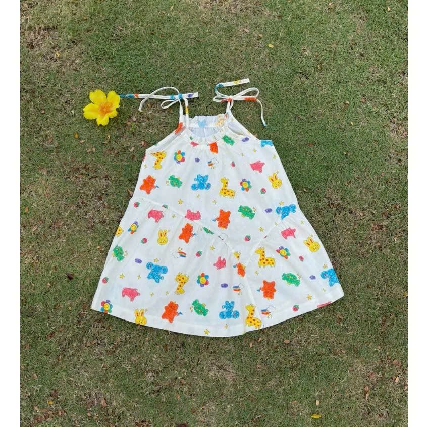  Váy hai dây bé gái mặc hè cotton mềm mát Áo Lá Homewear A141, váy hè cho bé gái babydoll maxi du lịch 